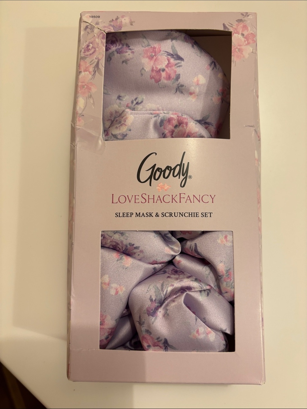 LoveShackFancy Purple Satin Sleep Mask & Scrunchie Set